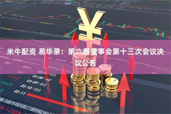 米牛配资 易华录：第六届董事会第十三次会议决议公告